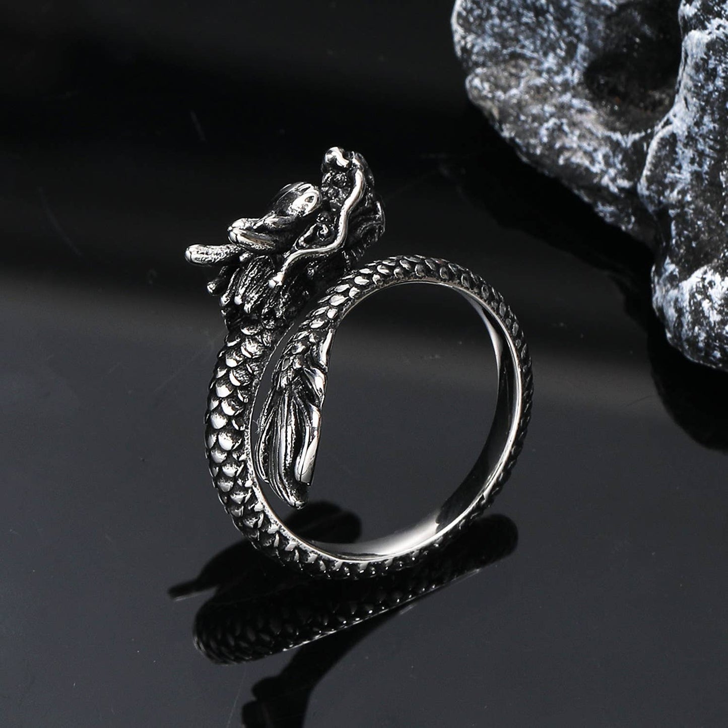 Vintage High-Grade Dragon Titanium Steel Ring: Yellow Gold / 13