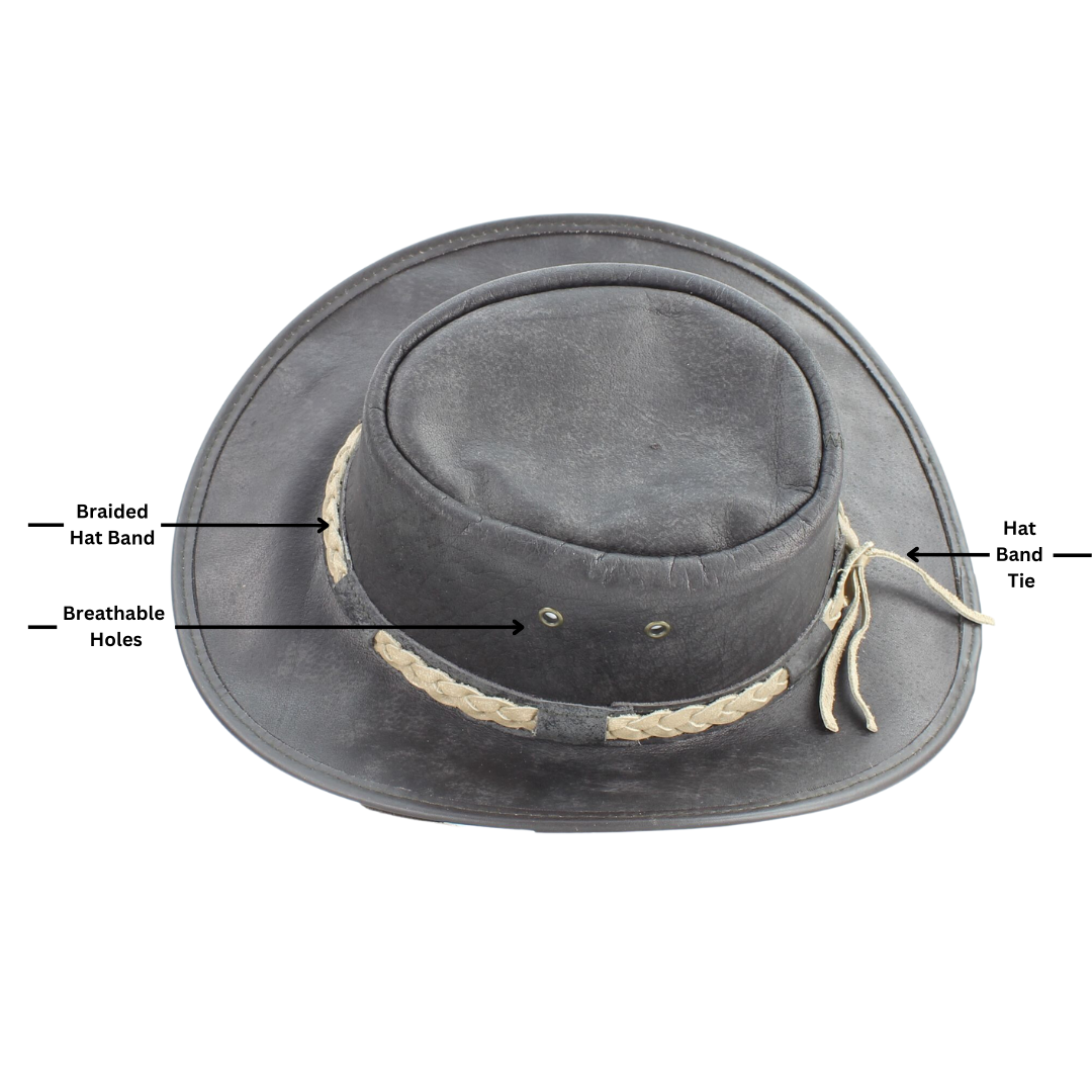 American Bison Crushable Cowboy Hat with Braided Hat Band: Brown / Large