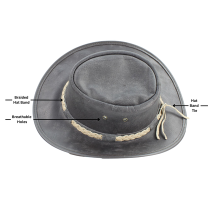 American Bison Crushable Cowboy Hat with Braided Hat Band: Brown / Large