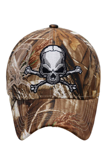 Rebel Biker Skull Embroidered Baseball Cap: Black