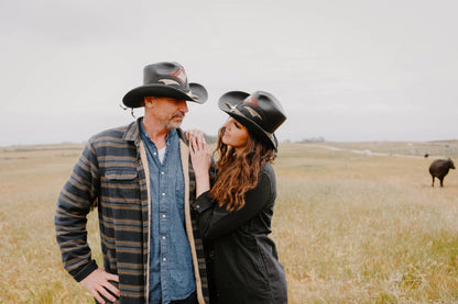 Leather Rattlesnake Cowboy Hat - Style Storm: Black / SM