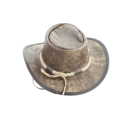 American Bison Crushable Cowboy Hat with Braided Hat Band: Brown / Large