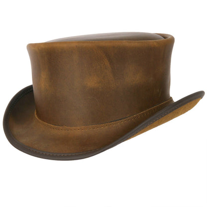 Genuine Leather Top Hat - Style Marlow Unbanded: Burnt Honey / XL