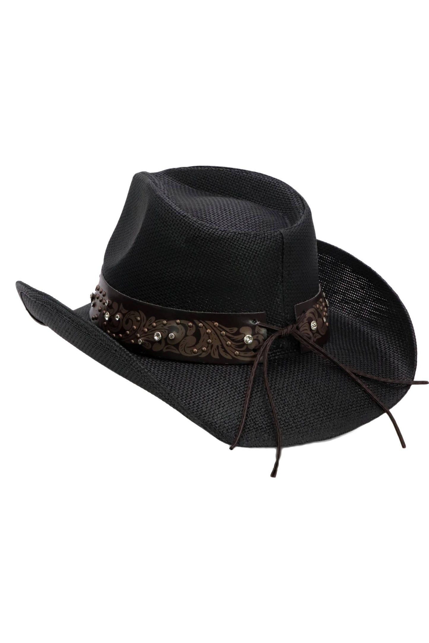 Heart Bling Rhinestone Belt Ombre Straw Cowboy Hat: Hot Pink