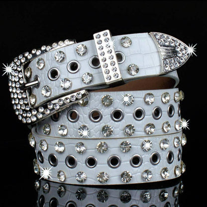 Fashion Shiny Rhinestone Women's Belt: Red / One Size