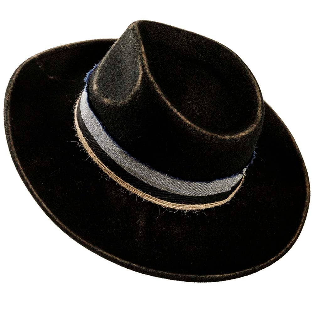 Crushable Wool Felt Teardrop Fedora Hat - Style Small Town: Black / MD