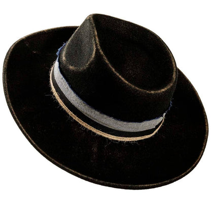 Crushable Wool Felt Teardrop Fedora Hat - Style Small Town: Black / MD