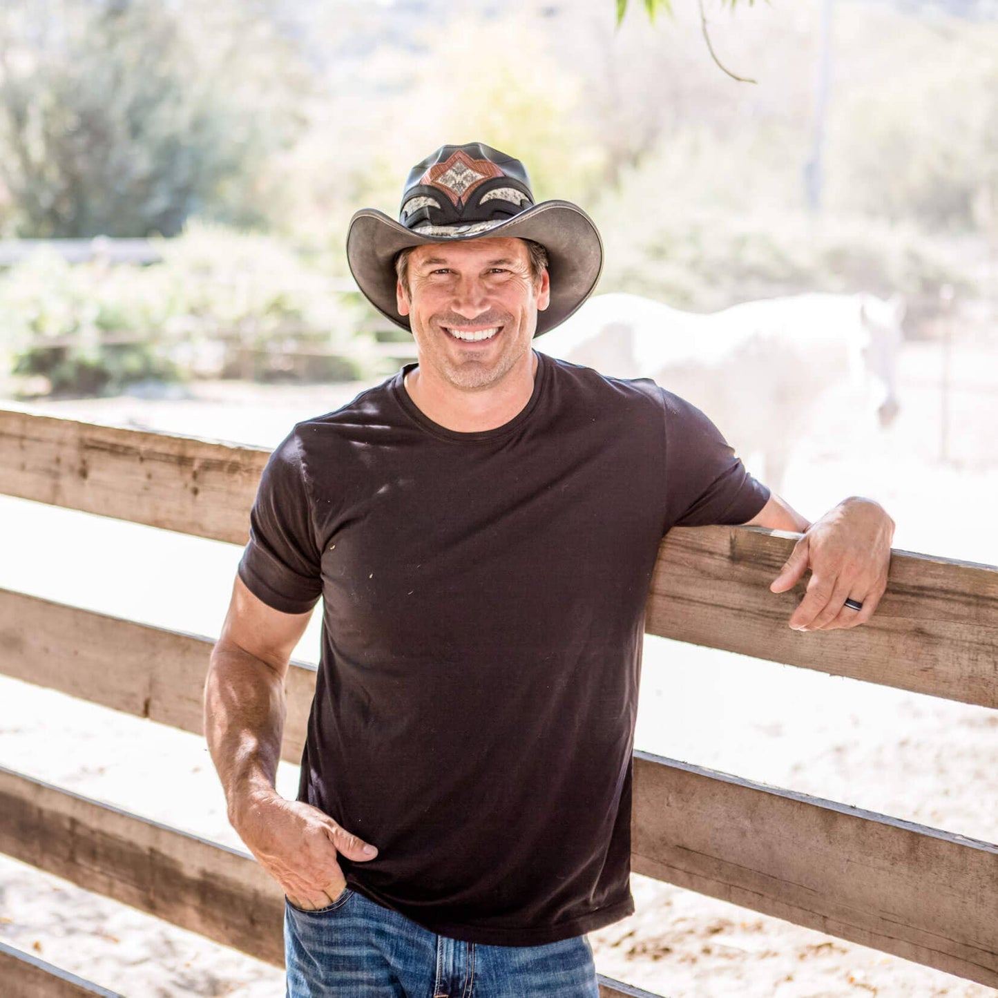 Leather Rattlesnake Cowboy Hat - Style Storm: Black / XL
