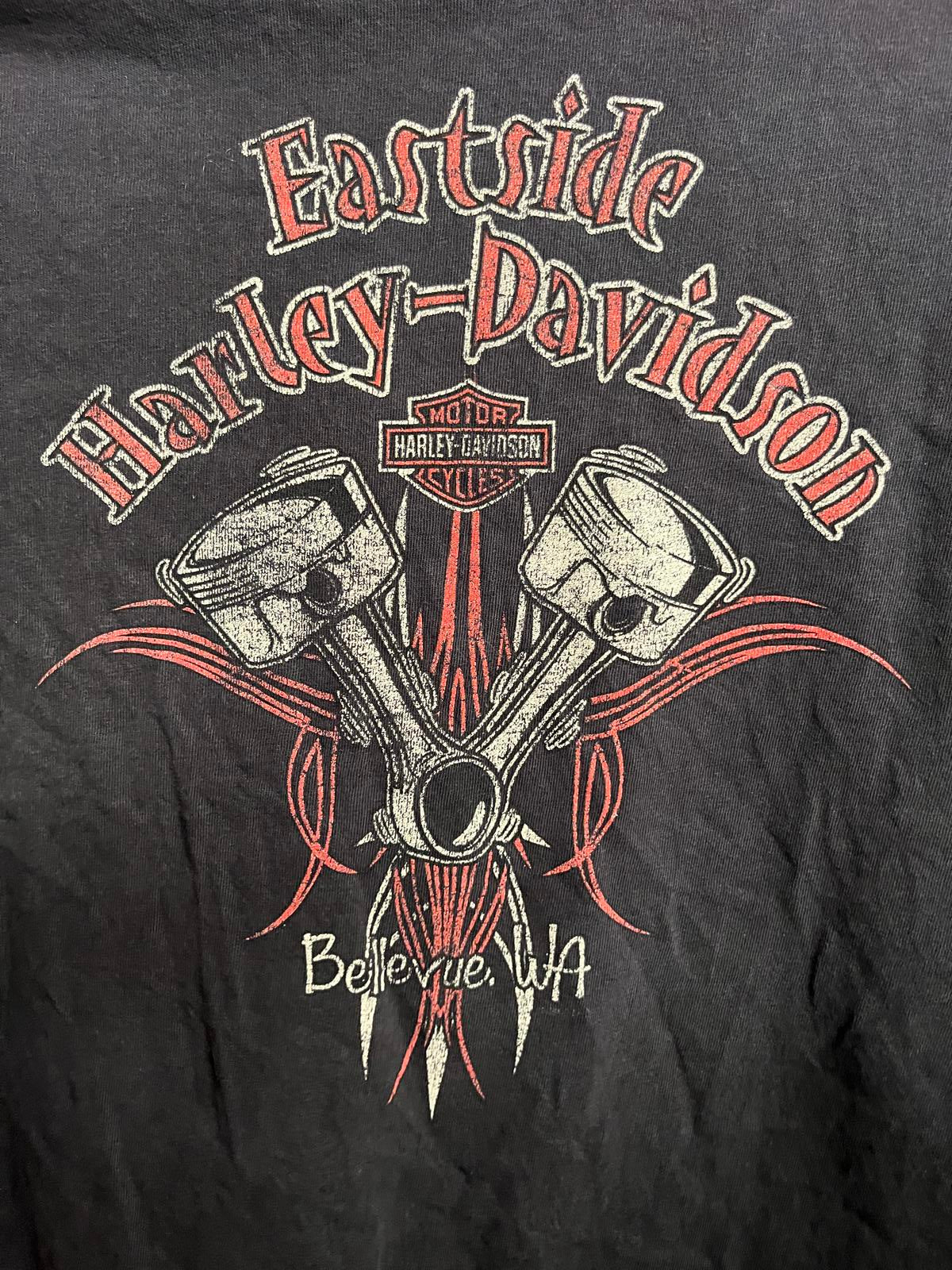 Y2K Faded Harley Davidson Pocket Tee Bellevue Bike Motor 2XL