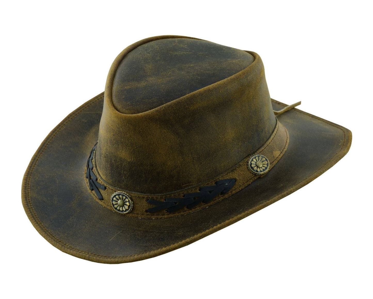 Sahara Leather Hats Western Style for Men and Women shapeabl: Tan Brown / S