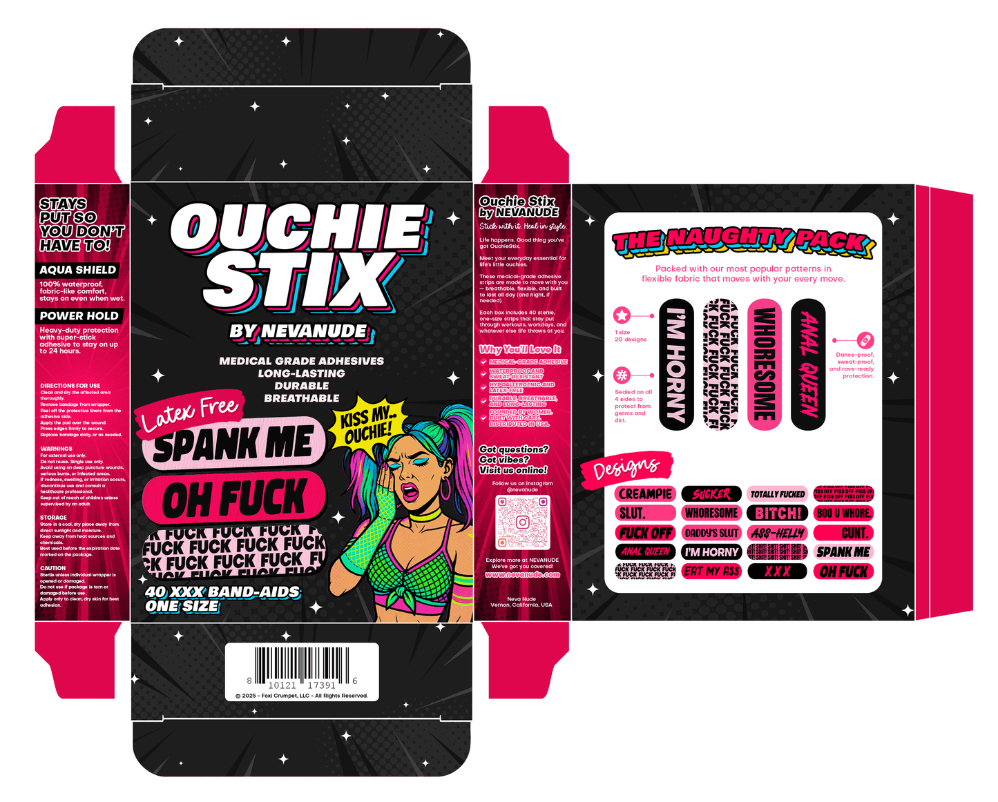 Naughty Naughty XXX Ouchie Stix Bandages 40pack Band-Aid Pac: MULTI / O/S