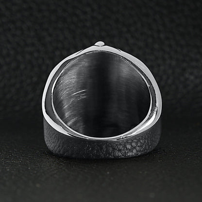 Stainless Steel Skull With Spider And Web Accents Ring