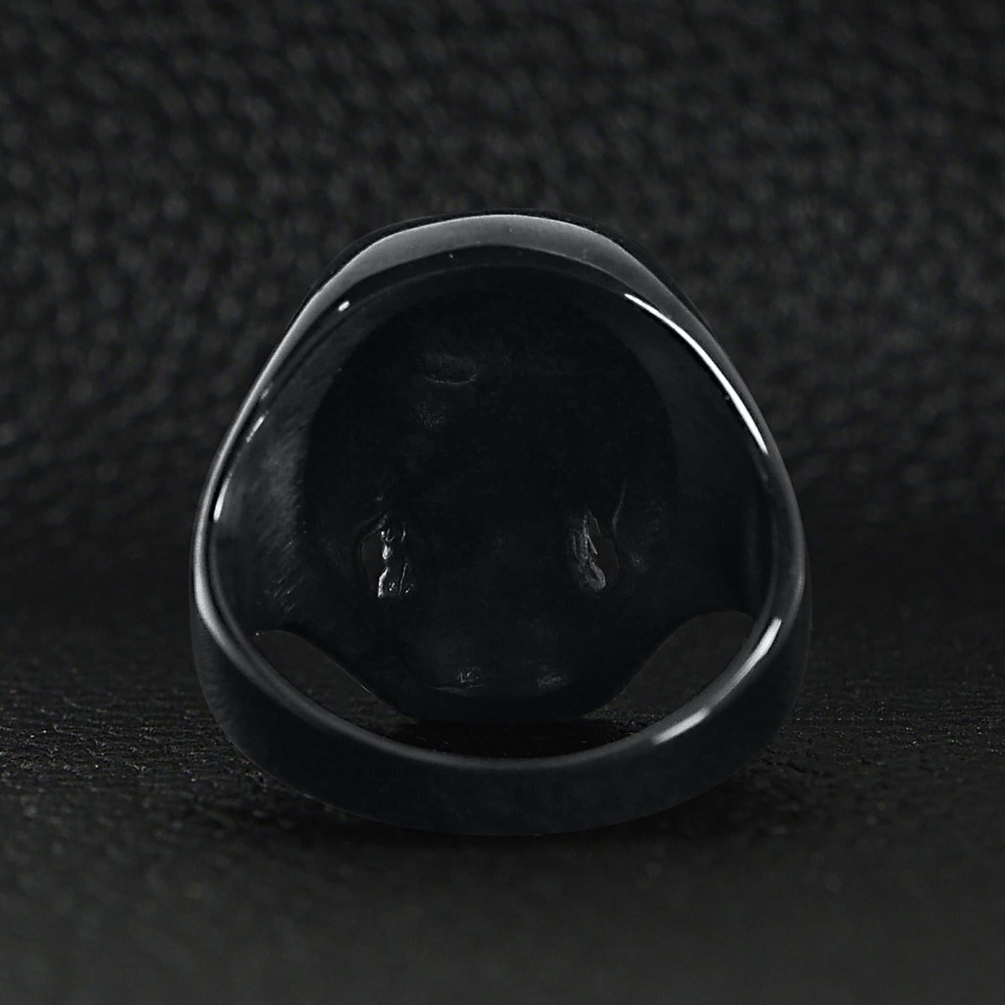 Stainless Steel Red CZ Eyed Black Skull Unisex Ring