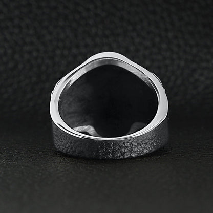Stainless Steel Cracked Triple Skull Ring