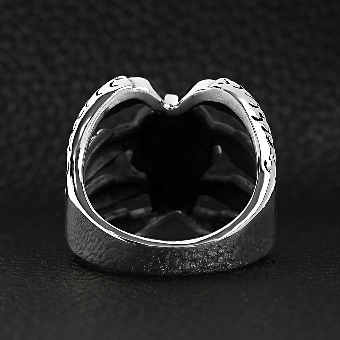 Stainless Steel Dragon Claws Holding Red CZ Eyed Skull Ring