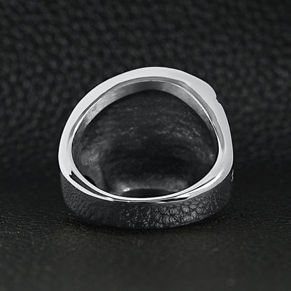 Stainless Steel Polished Skull With Cigar Unisex Ring