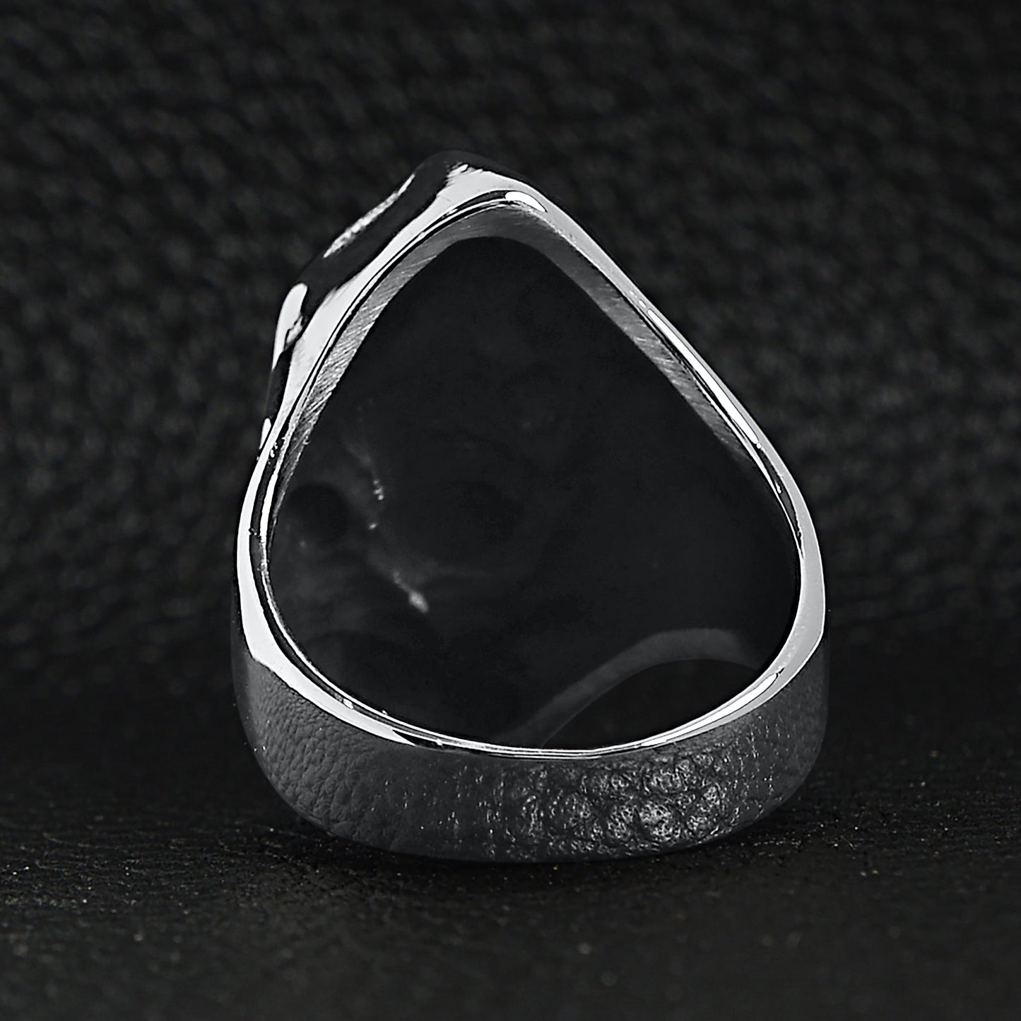 Stainless Steel Red CZ Eyed Grim Reaper Ring