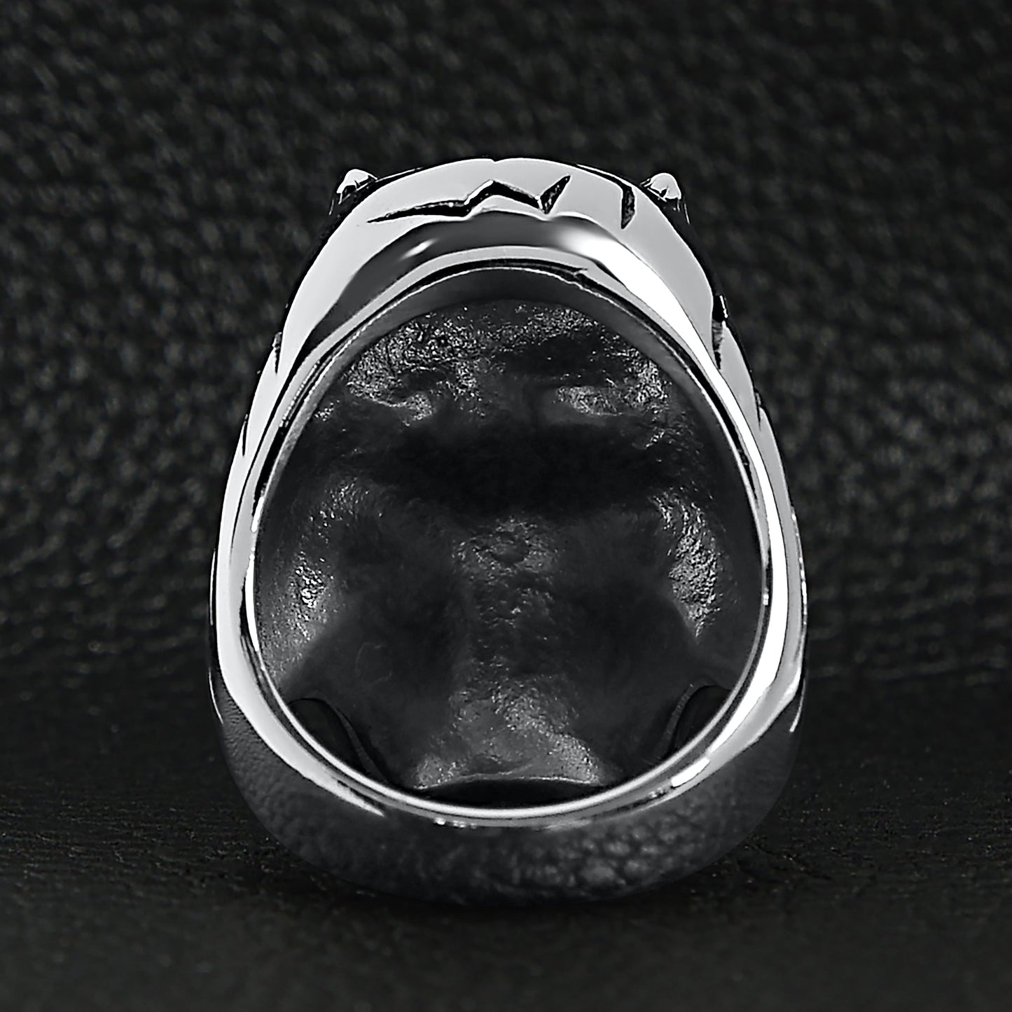 Stainless Steel Devil Skull & Red CZ Eye Smoking 18K Gold PVD Coated Cigar Ring