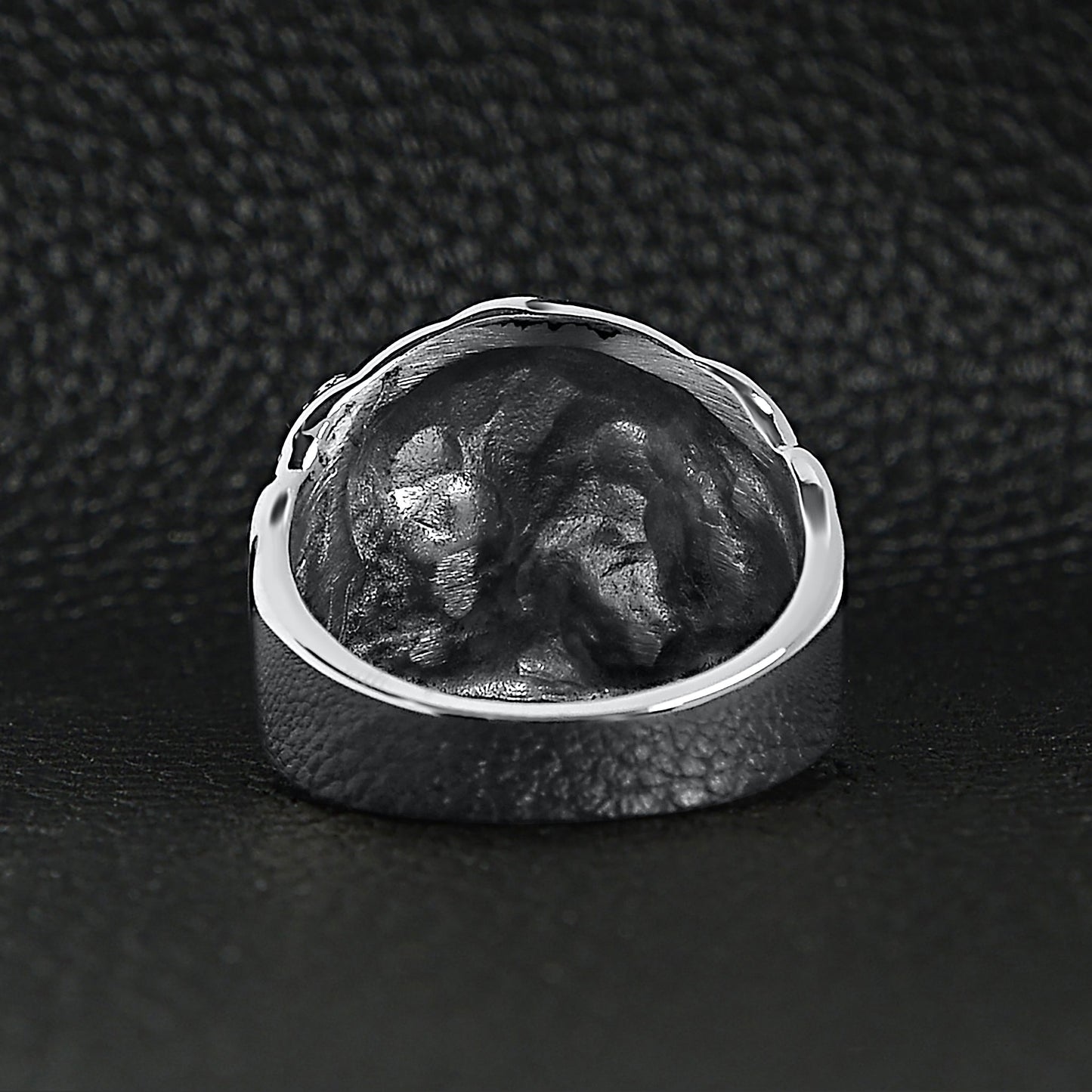 Stainless Steel Skull With Red CZ Eye and Eyepatch Ring