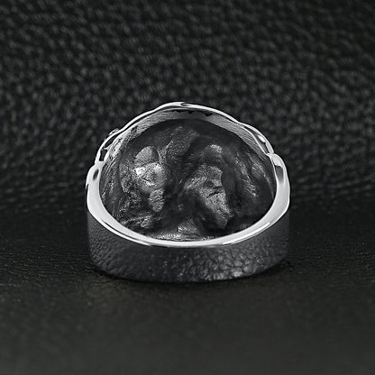 Stainless Steel Skull With Red CZ Eye and Eyepatch Ring