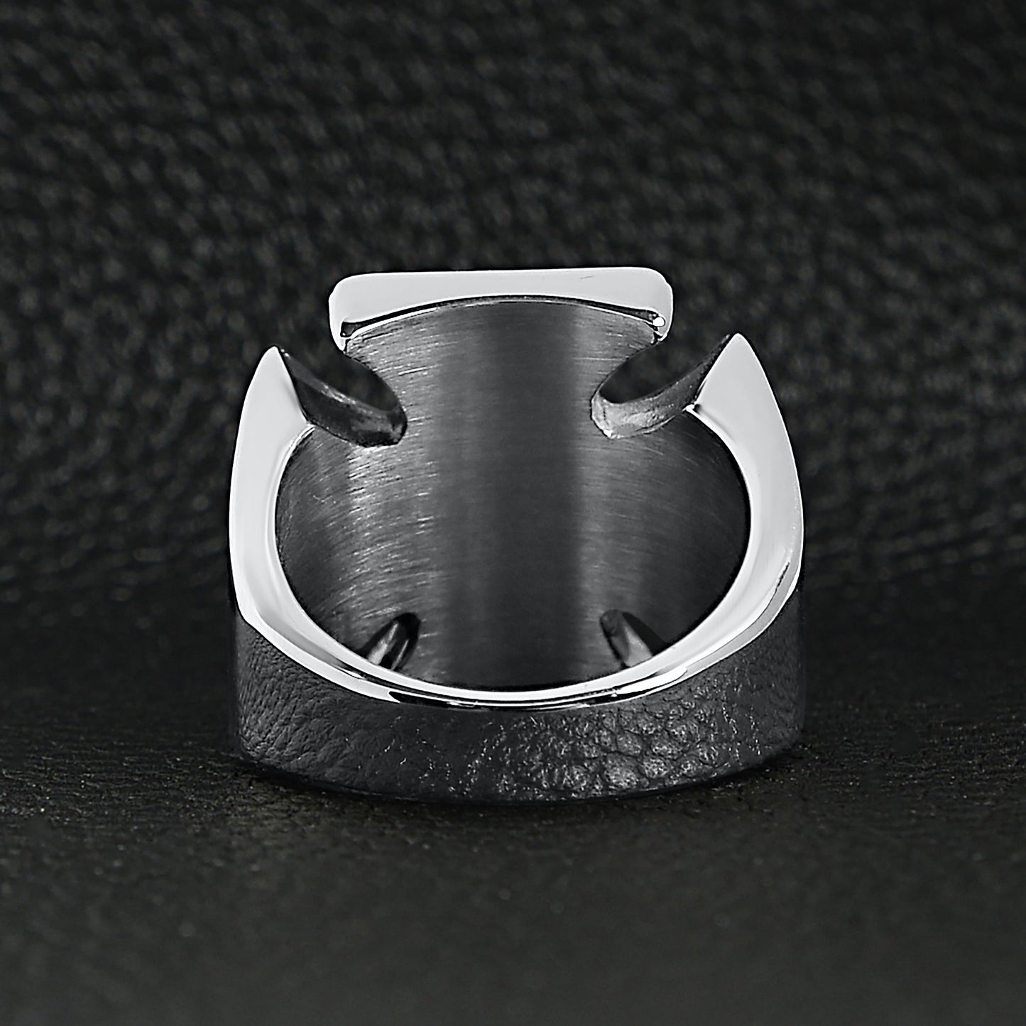 Stainless Steel Polished Skull Maltese Cross Ring