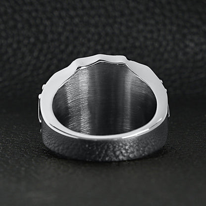 18K Gold PVD Coated Stainless Steel Fleur De Lis Shield Signet Ring