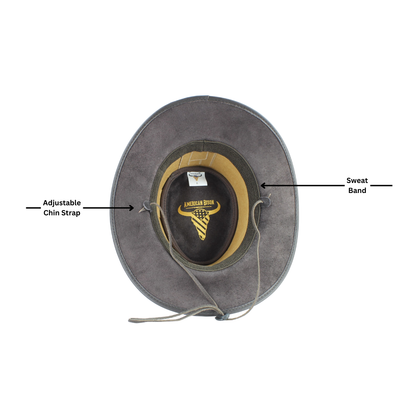American Bison Crushable Cowboy Hat with Braided Hat Band: Brown / Large