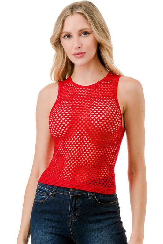 NT74 FISHNET TANK TOP: White