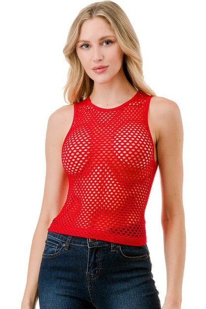 NT74 FISHNET TANK TOP: White
