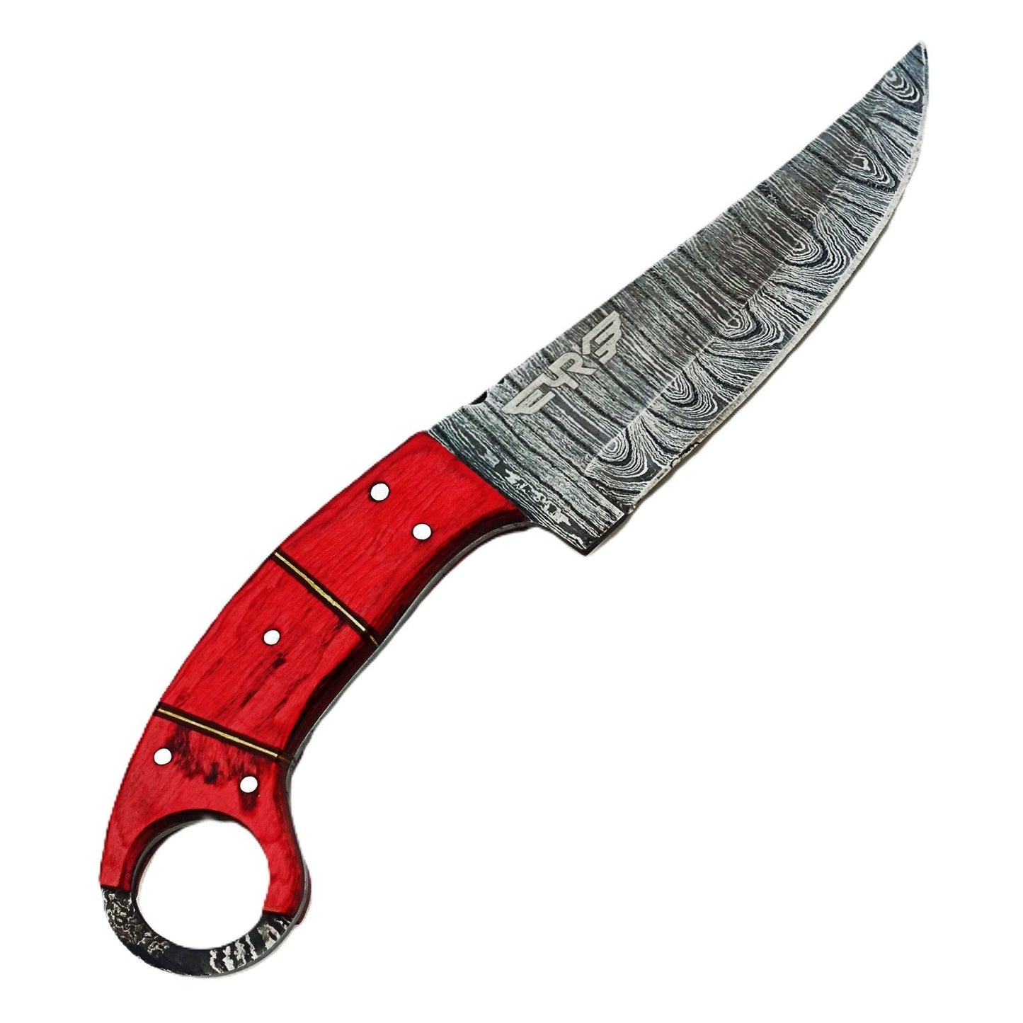 The Cardinal  - Ring Handle Utility Knife - Damascus Steel