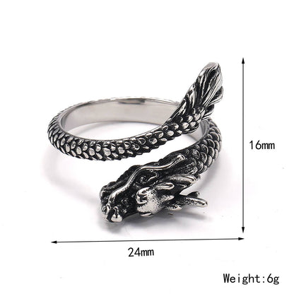 Vintage High-Grade Dragon Titanium Steel Ring: Yellow Gold / 12