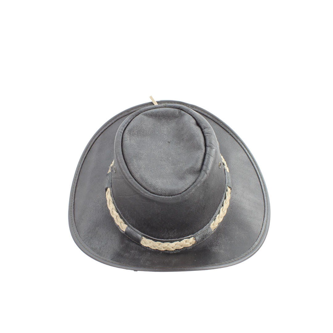 American Bison Crushable Cowboy Hat with Braided Hat Band: Brown / Small