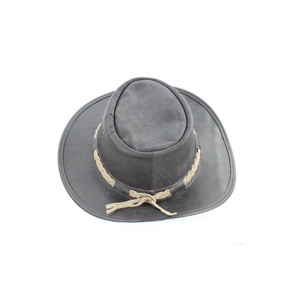 American Bison Crushable Cowboy Hat with Braided Hat Band: Brown / Small