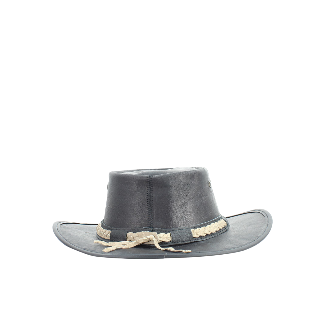American Bison Crushable Cowboy Hat with Braided Hat Band: Brown / Large