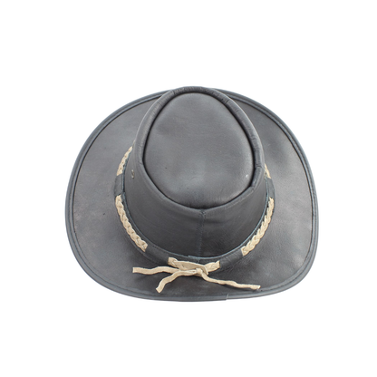 American Bison Crushable Cowboy Hat with Braided Hat Band: Brown / Small