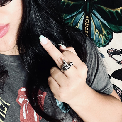 Stainless Steel Polished FTW Middle Finger Unisex Ring