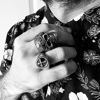 Stainless Steel Polished Cross Signet Ring