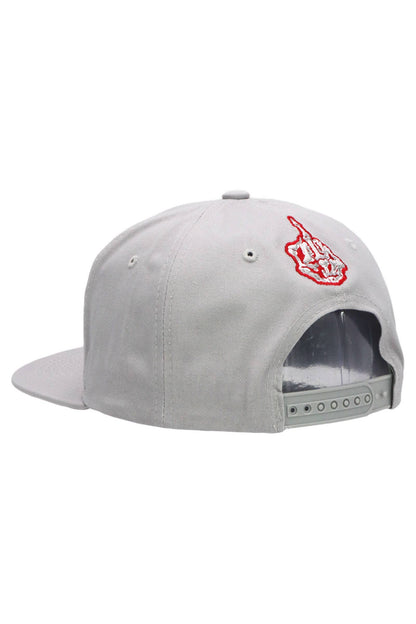 Middle Finger Up Skeleton Cotton Snapback: WHITE/RED / ONE SIZE