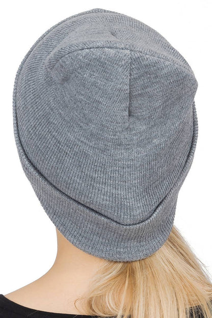 Middle Finger Up Skeleton Cuffed Classic Beanie: Black/White