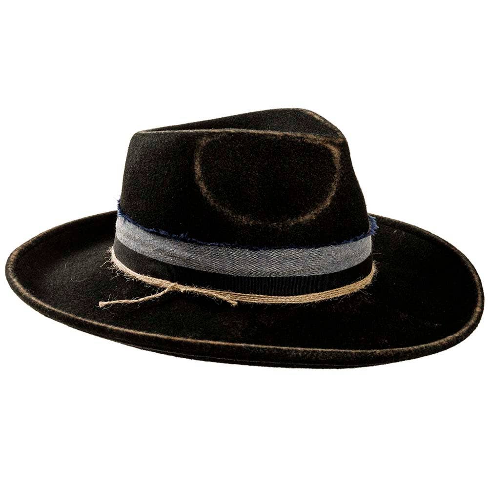 Crushable Wool Felt Teardrop Fedora Hat - Style Small Town: Black / MD