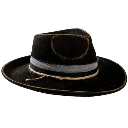 Crushable Wool Felt Teardrop Fedora Hat - Style Small Town: Black / MD