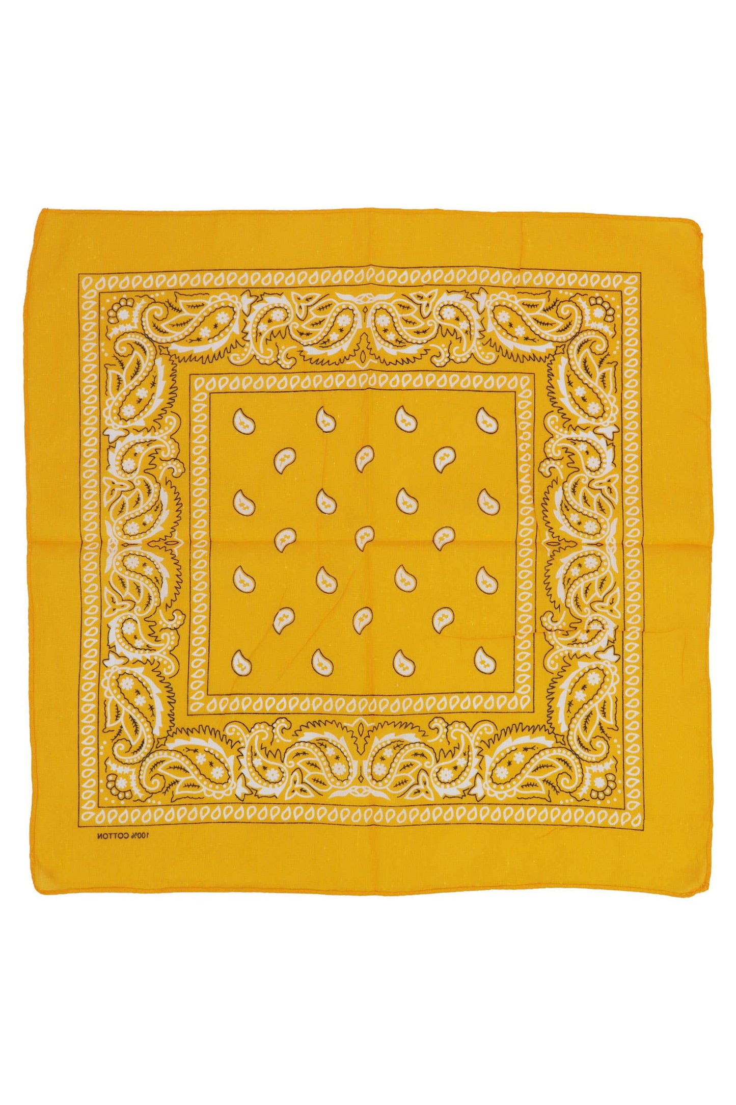 Classic Paisley Print Square Cotton Bandana: BLACK / ONE SIZE