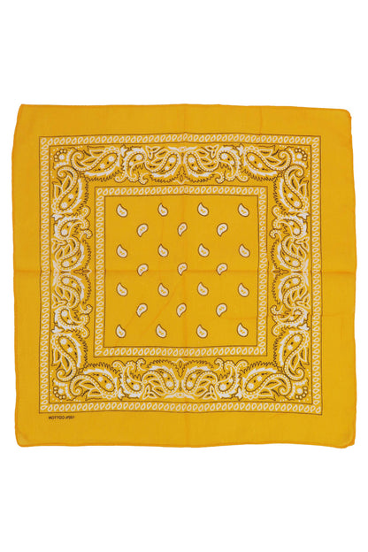 Classic Paisley Print Square Cotton Bandana: BLACK / ONE SIZE