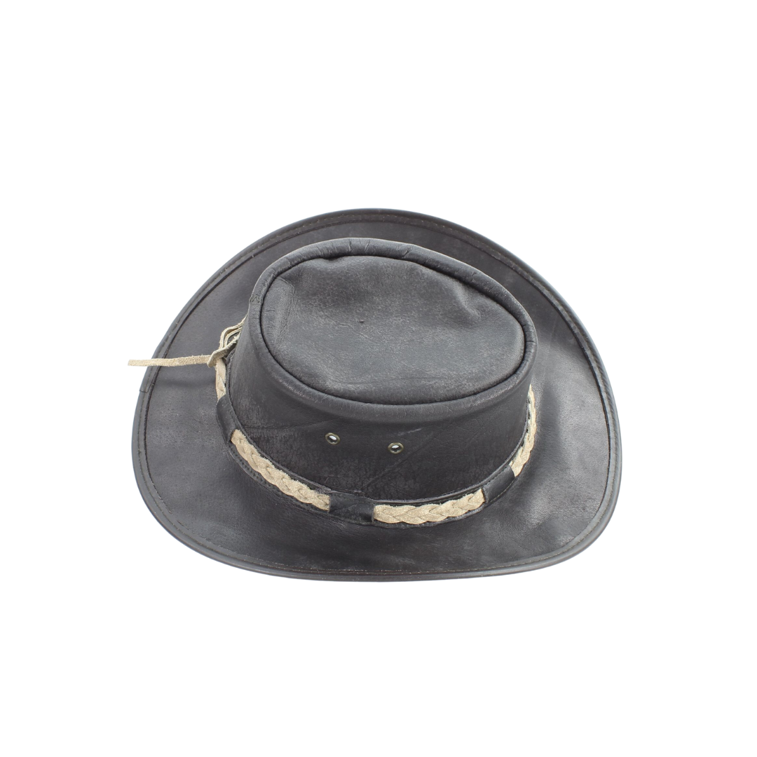 American Bison Crushable Cowboy Hat with Braided Hat Band: Brown / Large