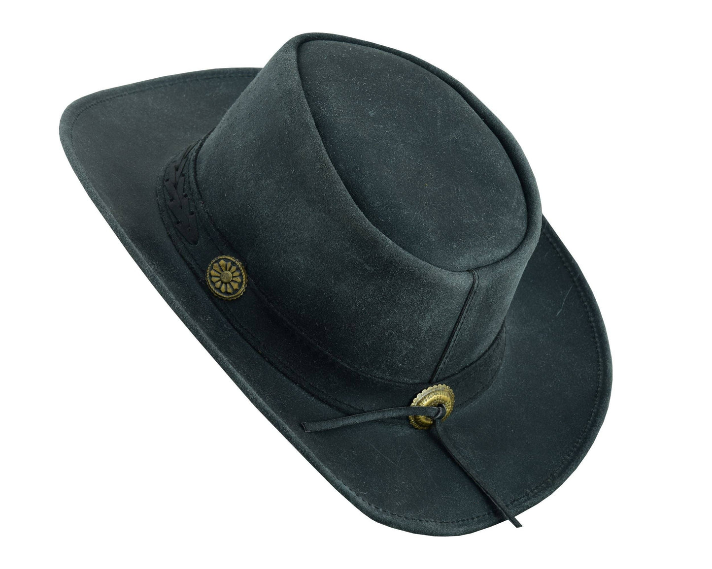 Sahara Leather Hats Western Style for Men and Women shapeabl: Tan Brown / L