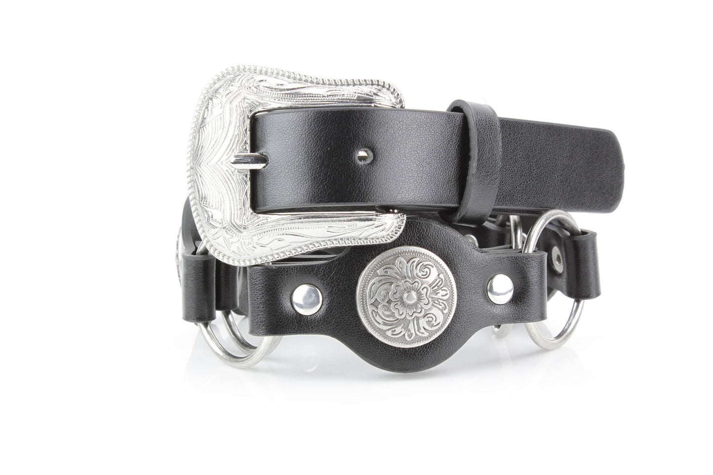 Women’s Black Concho Belt Sunburst Brass ABLB 37-2560