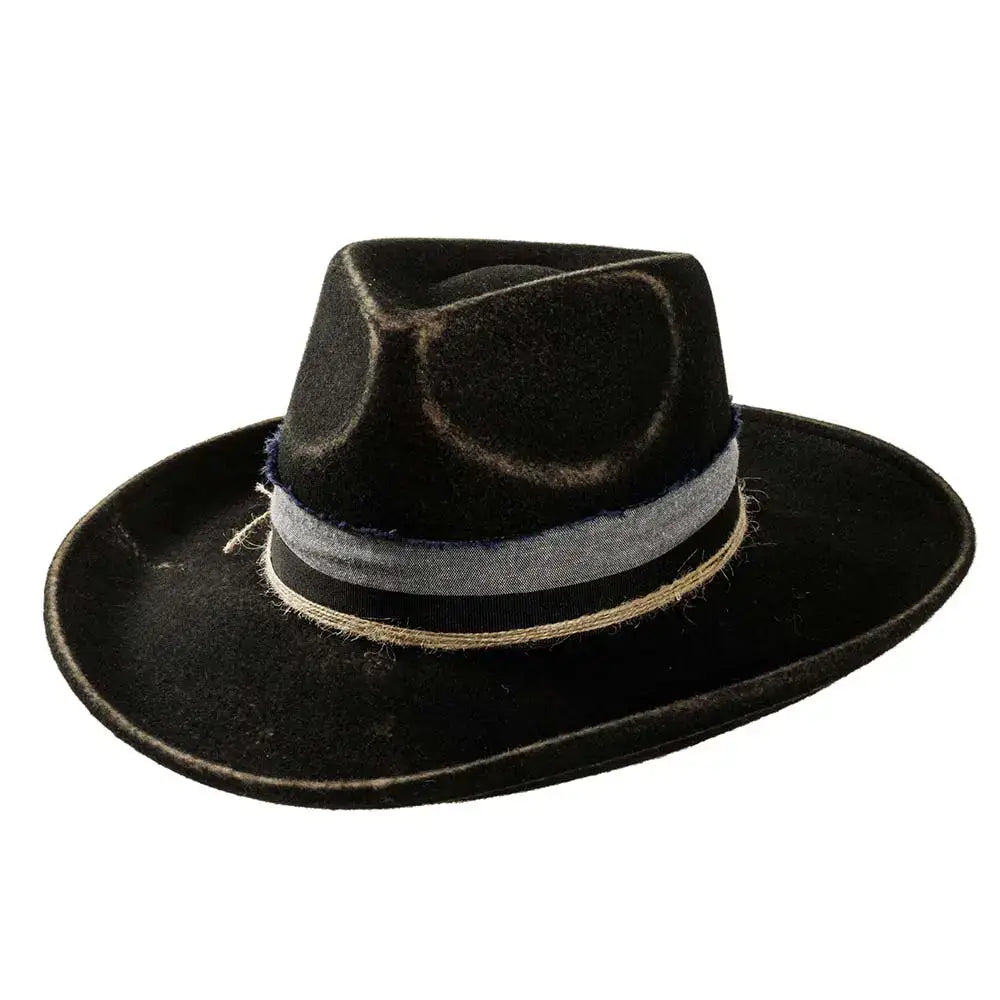 Crushable Wool Felt Teardrop Fedora Hat - Style Small Town: Black / MD