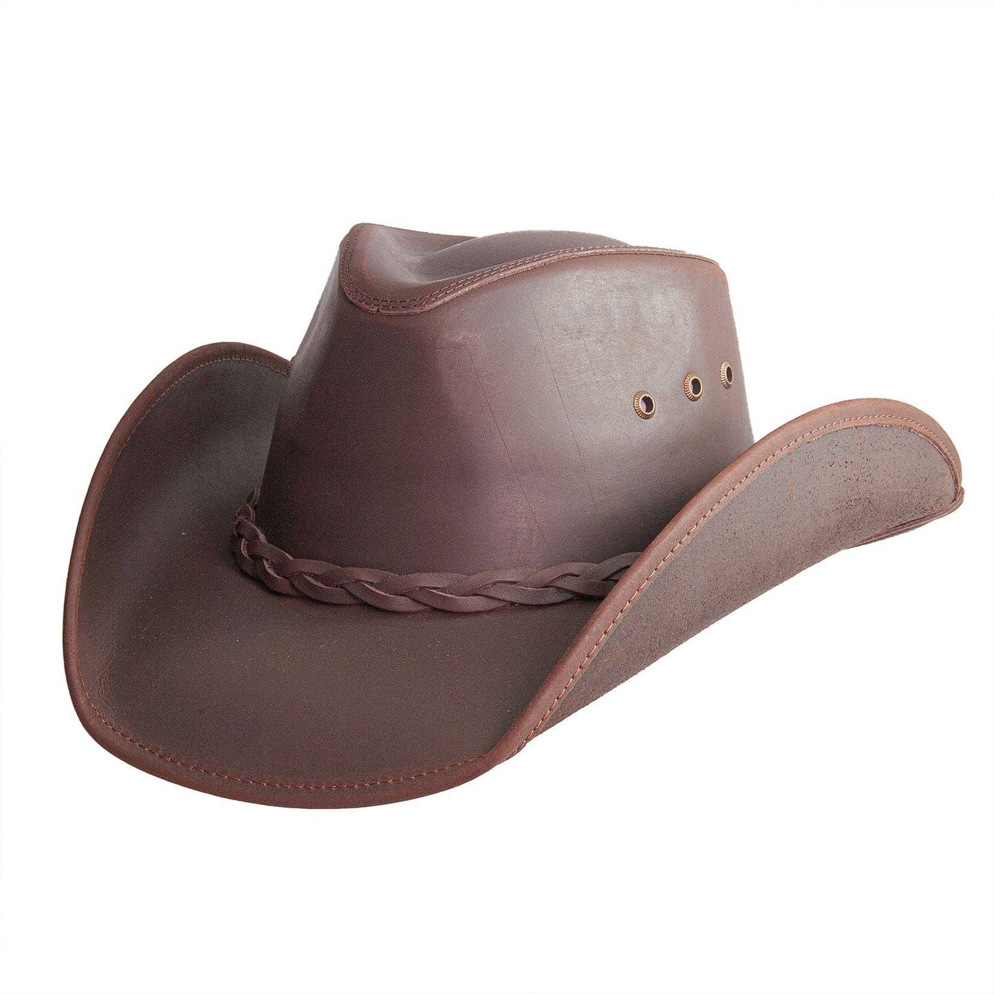 Genuine Leather Western Hat - Style Hollywood: Black / LG