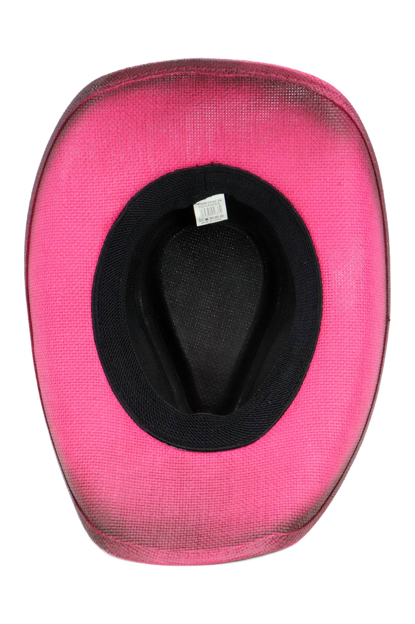 Heart Bling Rhinestone Belt Ombre Straw Cowboy Hat: Hot Pink