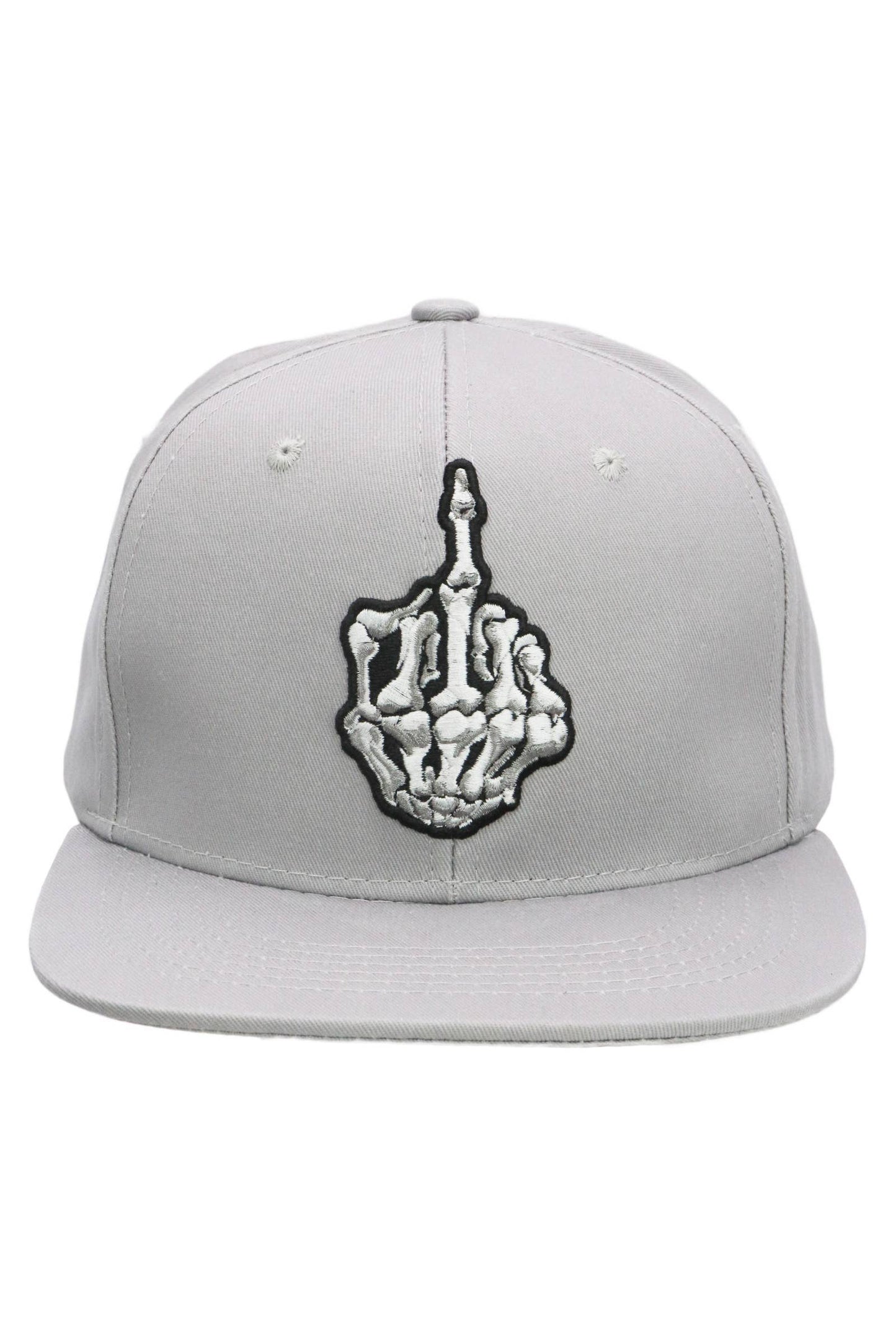 Middle Finger Up Skeleton Cotton Snapback: WHITE/RED / ONE SIZE